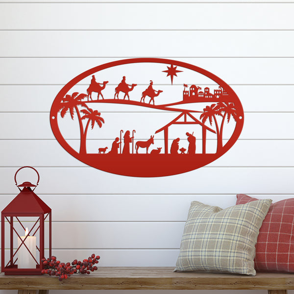 Metal Outdoor Christmas Nativity Scene Sign, Christian Christmas Decor