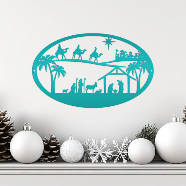 Metal Outdoor Christmas Nativity Scene Sign, Christian Christmas Decor