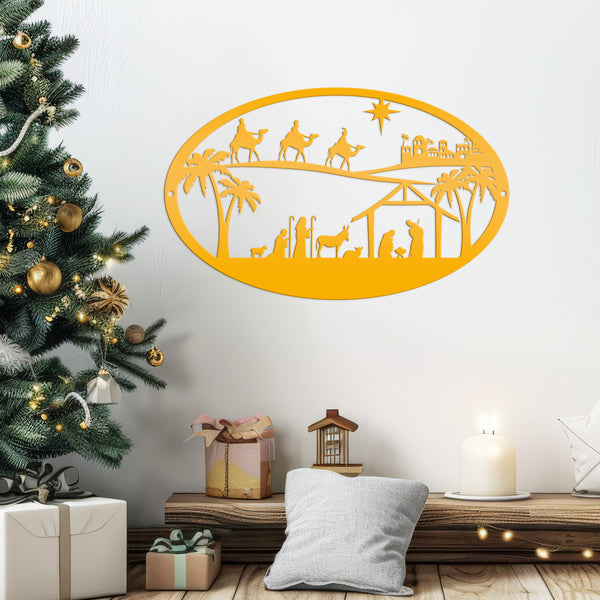 Metal Outdoor Christmas Nativity Scene Sign, Christian Christmas Decor