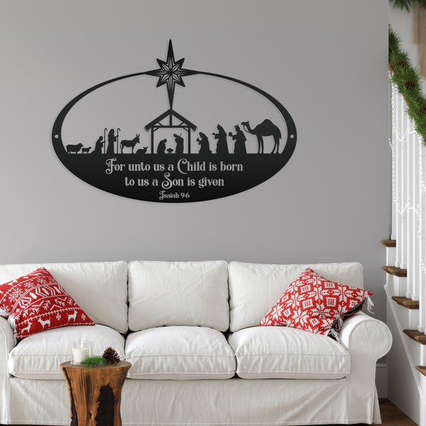Metal Christmas Nativity Sign, Christian Holiday Decor - Isaiah 9:6