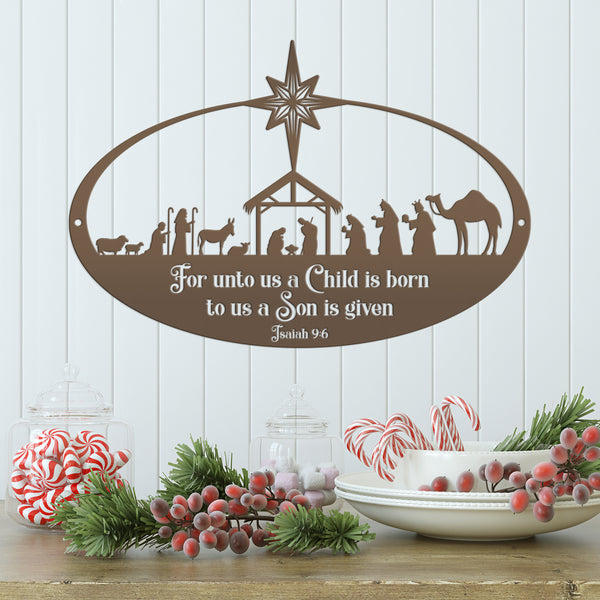 Metal Christmas Nativity Sign, Christian Holiday Decor - Isaiah 9:6