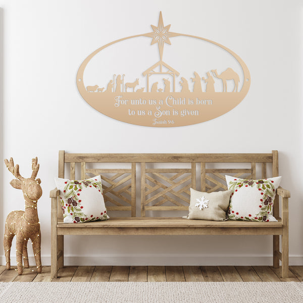 Metal Christmas Nativity Sign, Christian Holiday Decor - Isaiah 9:6