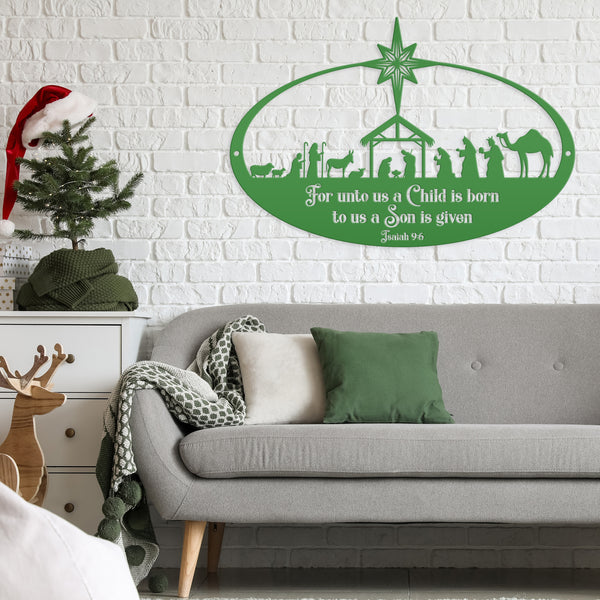 Metal Christmas Nativity Sign, Christian Holiday Decor - Isaiah 9:6