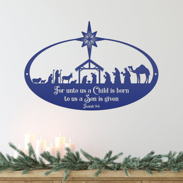 Metal Christmas Nativity Sign, Christian Holiday Decor - Isaiah 9:6