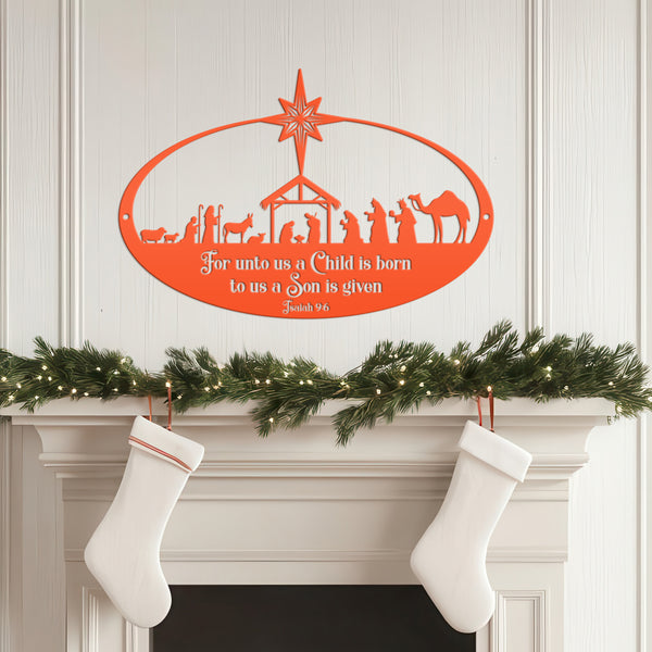 Metal Christmas Nativity Sign, Christian Holiday Decor - Isaiah 9:6