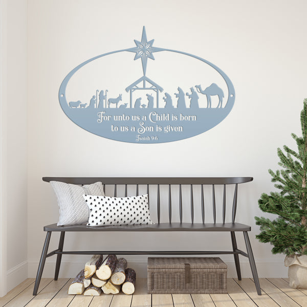 Metal Christmas Nativity Sign, Christian Holiday Decor - Isaiah 9:6