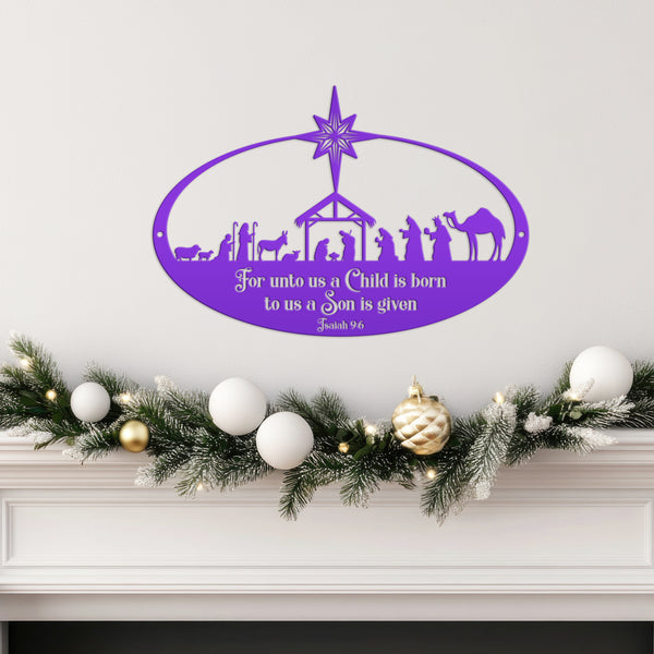 Metal Christmas Nativity Sign, Christian Holiday Decor - Isaiah 9:6