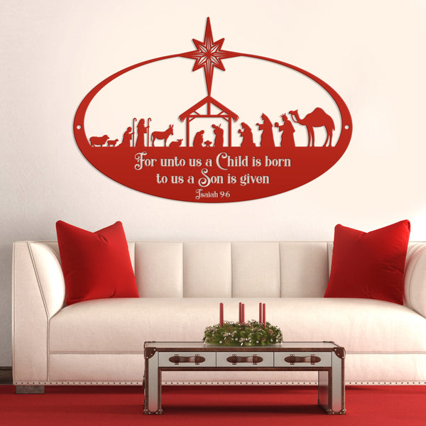 Metal Christmas Nativity Sign, Christian Holiday Decor - Isaiah 9:6