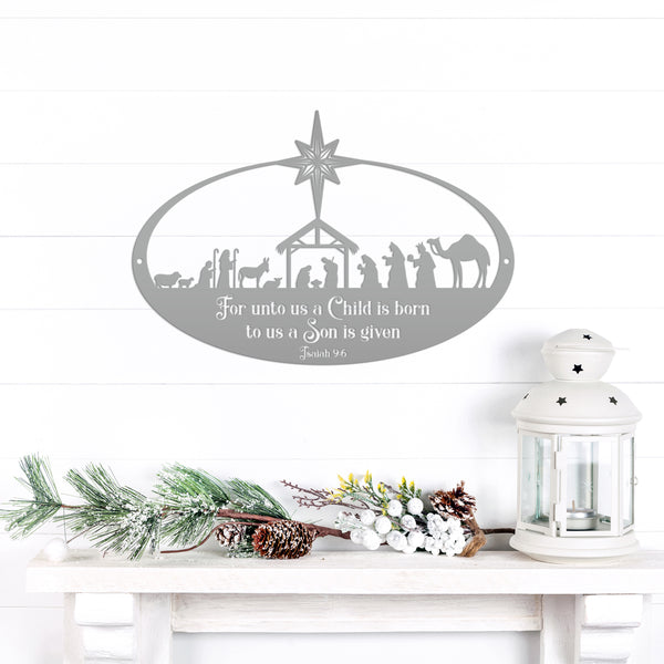 Metal Christmas Nativity Sign, Christian Holiday Decor - Isaiah 9:6