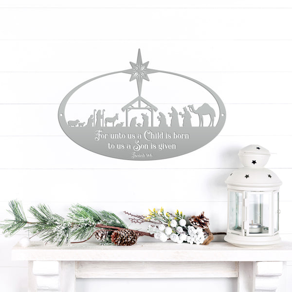 Metal Christmas Nativity Sign, Christian Holiday Decor - Isaiah 9:6