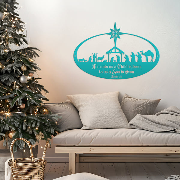 Metal Christmas Nativity Sign, Christian Holiday Decor - Isaiah 9:6