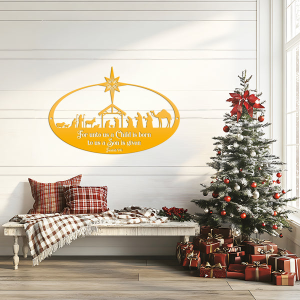 Metal Christmas Nativity Sign, Christian Holiday Decor - Isaiah 9:6