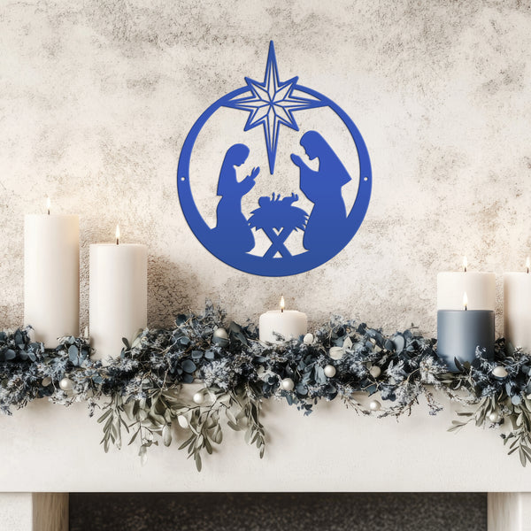 Metal Christmas Nativity Sign , Outdoor Holiday Decor, Christian Yard Scene