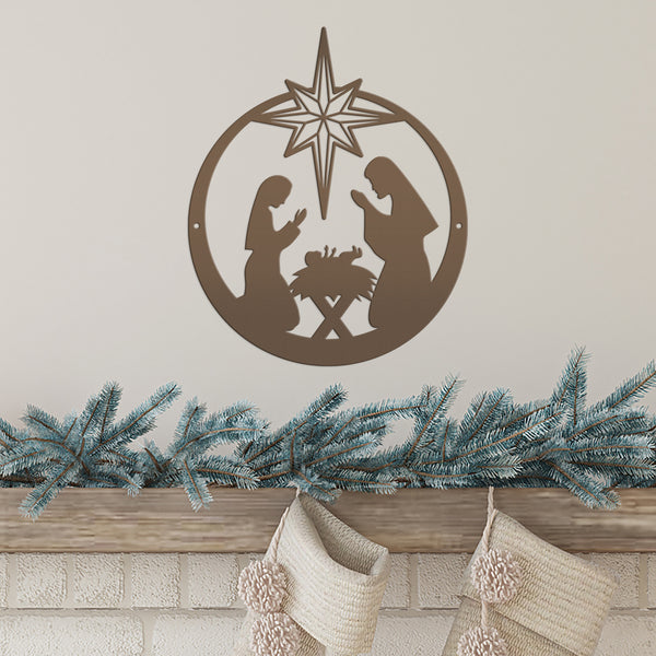 Metal Christmas Nativity Sign , Outdoor Holiday Decor, Christian Yard Scene