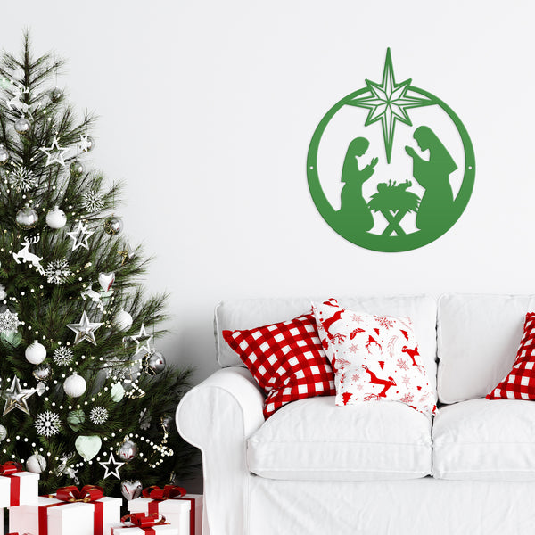 Metal Christmas Nativity Sign , Outdoor Holiday Decor, Christian Yard Scene