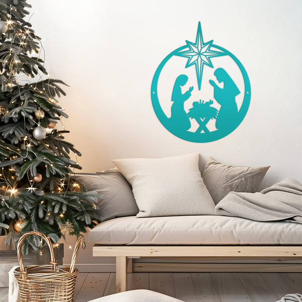 Metal Christmas Nativity Sign , Outdoor Holiday Decor, Christian Yard Scene