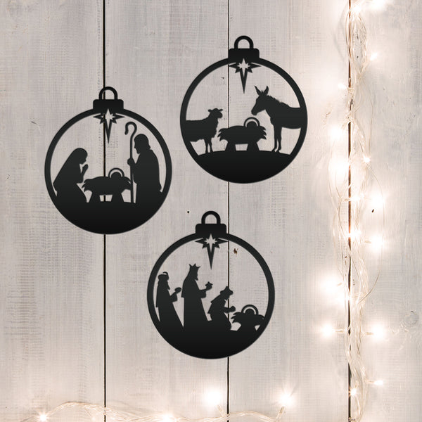 Nativity Christmas Ornaments - Metal Manger Scene Ornament Collection - Charming Holiday Decorations - Available as one or in a full set