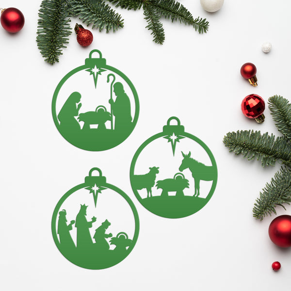 Nativity Christmas Ornaments - Metal Manger Scene Ornament Collection - Charming Holiday Decorations - Available as one or in a full set