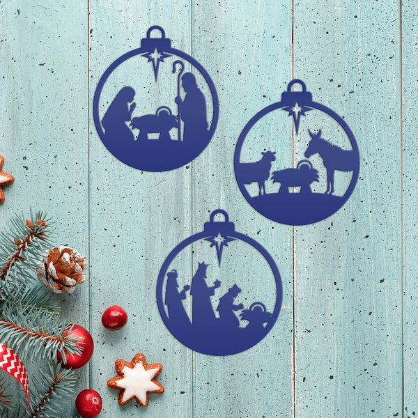 Nativity Christmas Ornaments - Metal Manger Scene Ornament Collection - Charming Holiday Decorations - Available as one or in a full set