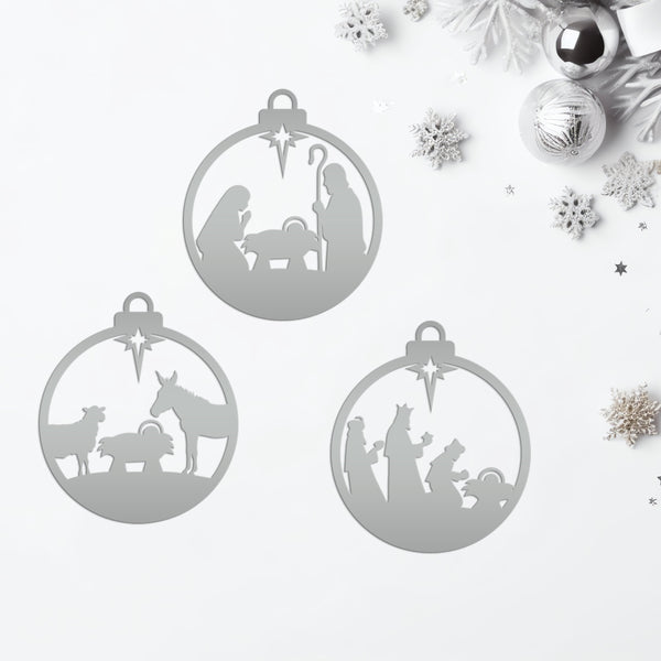Nativity Christmas Ornaments - Metal Manger Scene Ornament Collection - Charming Holiday Decorations - Available as one or in a full set