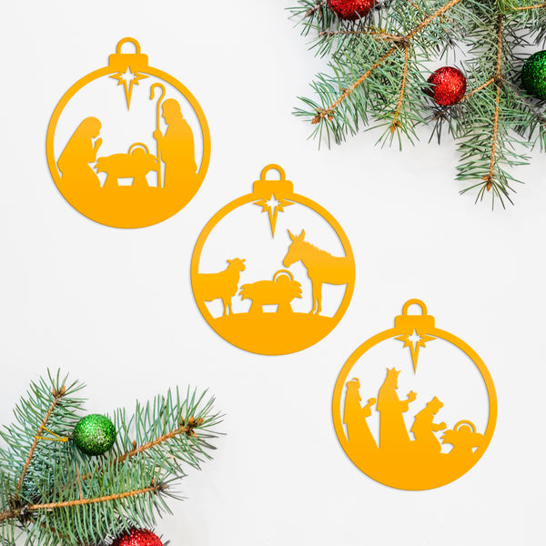 Nativity Christmas Ornaments - Metal Manger Scene Ornament Collection - Charming Holiday Decorations - Available as one or in a full set