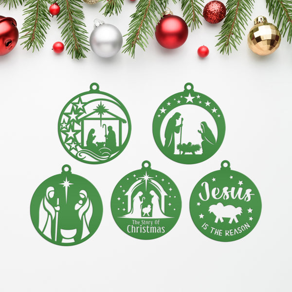 Assorted Christmas Nativity Metal Ornaments - Holiday Decorations