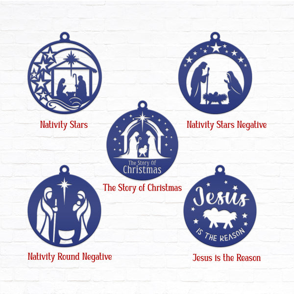 Assorted Christmas Nativity Metal Ornaments - Holiday Decorations