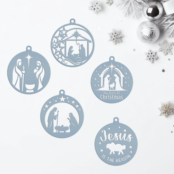 Assorted Christmas Nativity Metal Ornaments - Holiday Decorations