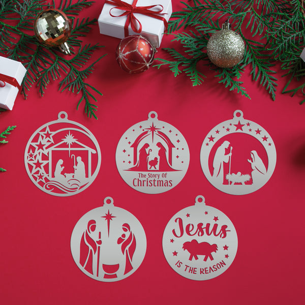 Assorted Christmas Nativity Metal Ornaments - Holiday Decorations