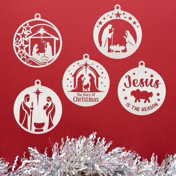 Assorted Christmas Nativity Metal Ornaments - Holiday Decorations
