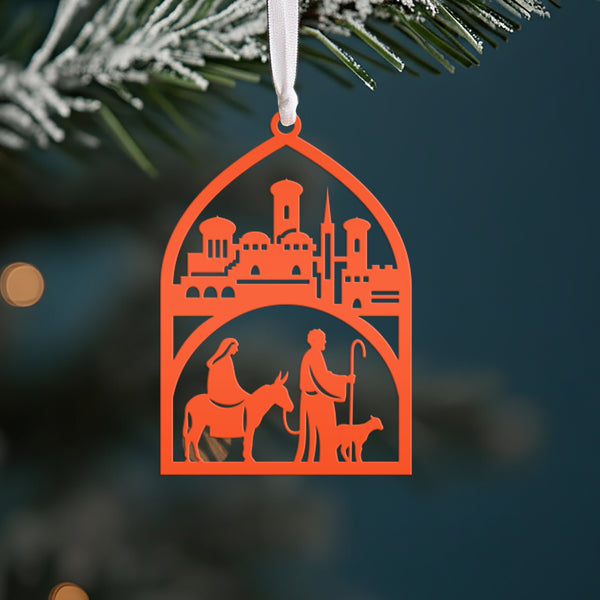 Holiday Metal Nativity Decor - Elegant Advent Decorations - Manger Scene Metal Ornament - Stocking Stuffer Gifts - Unique Christmas Trinket