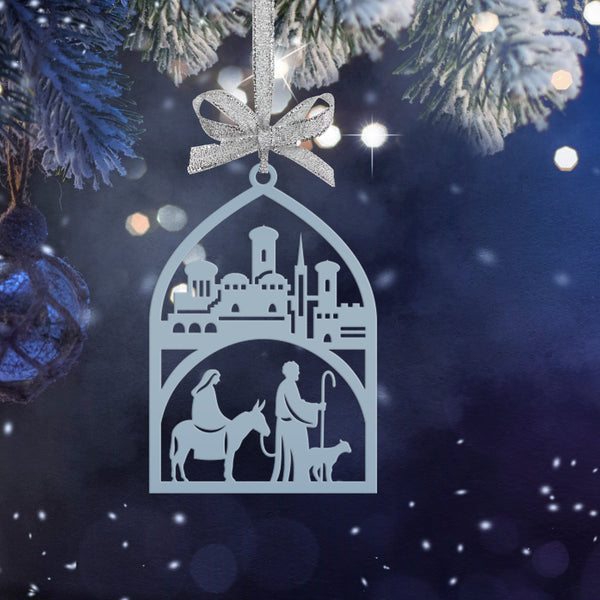 Holiday Metal Nativity Decor - Elegant Advent Decorations - Manger Scene Metal Ornament - Stocking Stuffer Gifts - Unique Christmas Trinket
