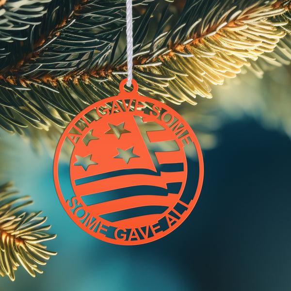 Patriotic All Gave Some; Some Gave All American Veteran Metal Christmas Ornament
