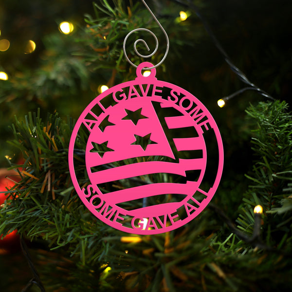 Patriotic All Gave Some; Some Gave All American Veteran Metal Christmas Ornament