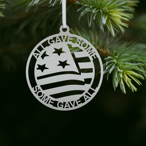 Patriotic All Gave Some; Some Gave All American Veteran Metal Christmas Ornament