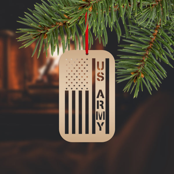 Honor Our Heroes: Veteran Holiday Metal Ornament - American Flag Christmas Tree Decor - Patriotic Seasonal Decorations - Stocking Stuffers