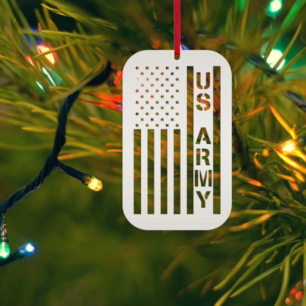 Honor Our Heroes: Veteran Holiday Metal Ornament - American Flag Christmas Tree Decor - Patriotic Seasonal Decorations - Stocking Stuffers