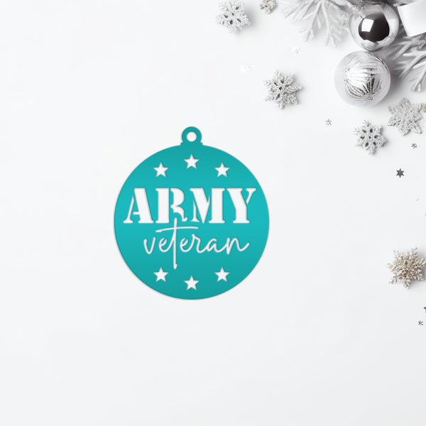 Army Veteran Decorative Metal Ornament - USA Military Vet Trinket - Metal Patriotic Decor - Christmas Stocking Stuffers - Gift for Grandpa