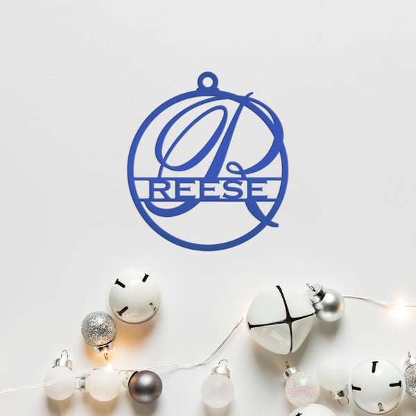 Personalized Round Monogram Metal Christmas/Holiday Ornament