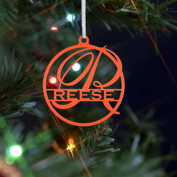 Personalized Round Monogram Metal Christmas/Holiday Ornament
