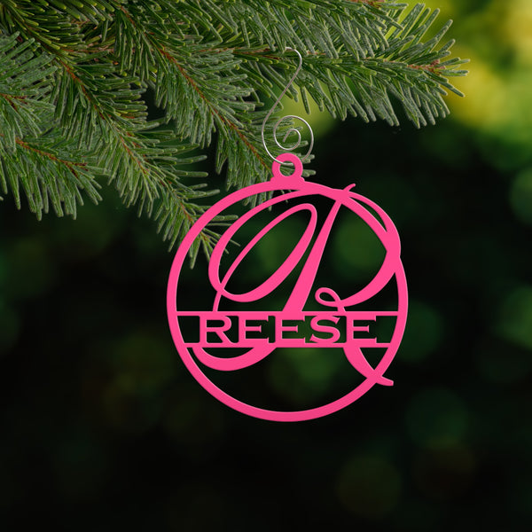 Personalized Round Monogram Metal Christmas/Holiday Ornament
