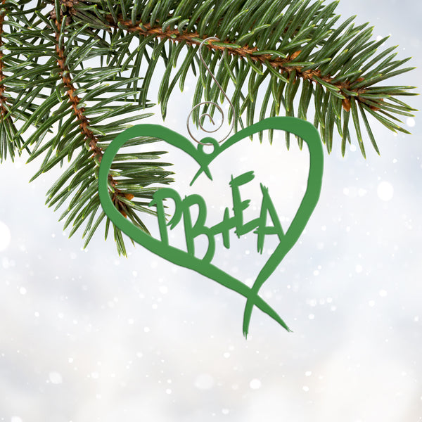 Custome Carved Heart Initials Metal Ornament- Christmas Gift -Valentine Gift