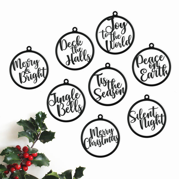 Assorted Christmas Sayings Metal Holiday Ornaments