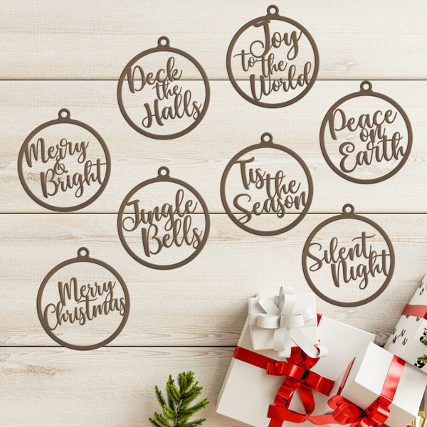 Assorted Christmas Sayings Metal Holiday Ornaments