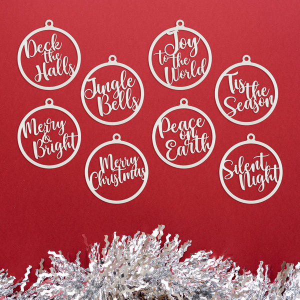 Assorted Christmas Sayings Metal Holiday Ornaments