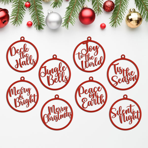 Assorted Christmas Sayings Metal Holiday Ornaments