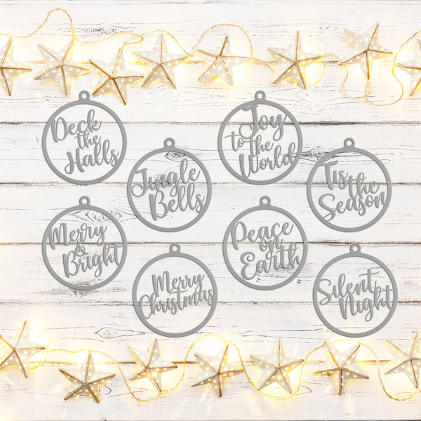 Assorted Christmas Sayings Metal Holiday Ornaments