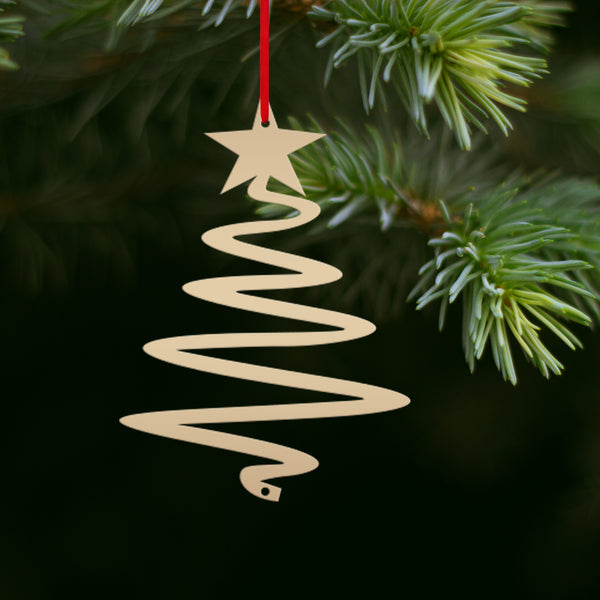 Metal  Minimalist Tree Ornament, Holiday Decor, Simple Tree Ornament
