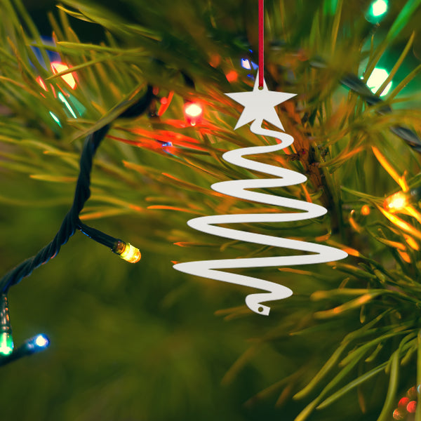 Metal  Minimalist Tree Ornament, Holiday Decor, Simple Tree Ornament