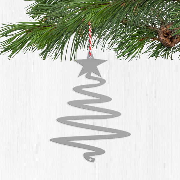 Metal  Minimalist Tree Ornament, Holiday Decor, Simple Tree Ornament